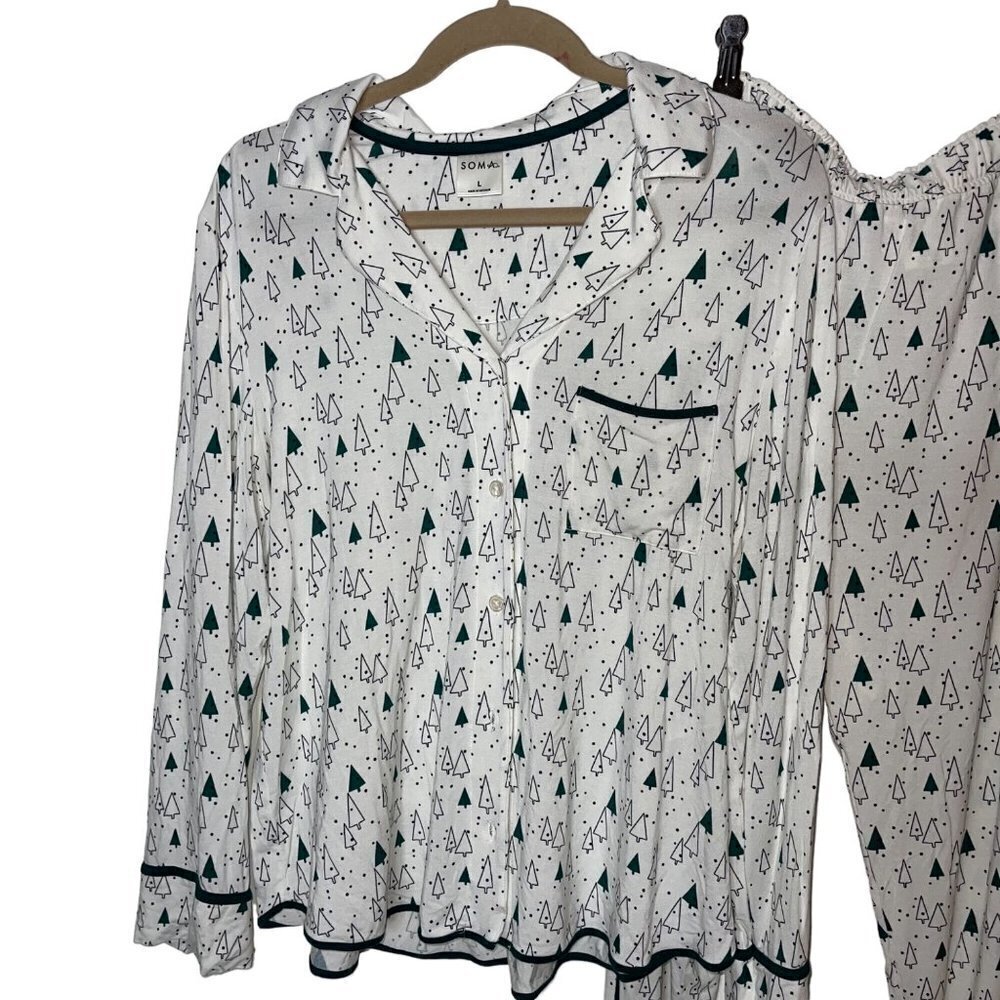 Soma Womens Two Piece Pajama PJ Set Size Large Abstract Tree Print - Picture 3 of 8